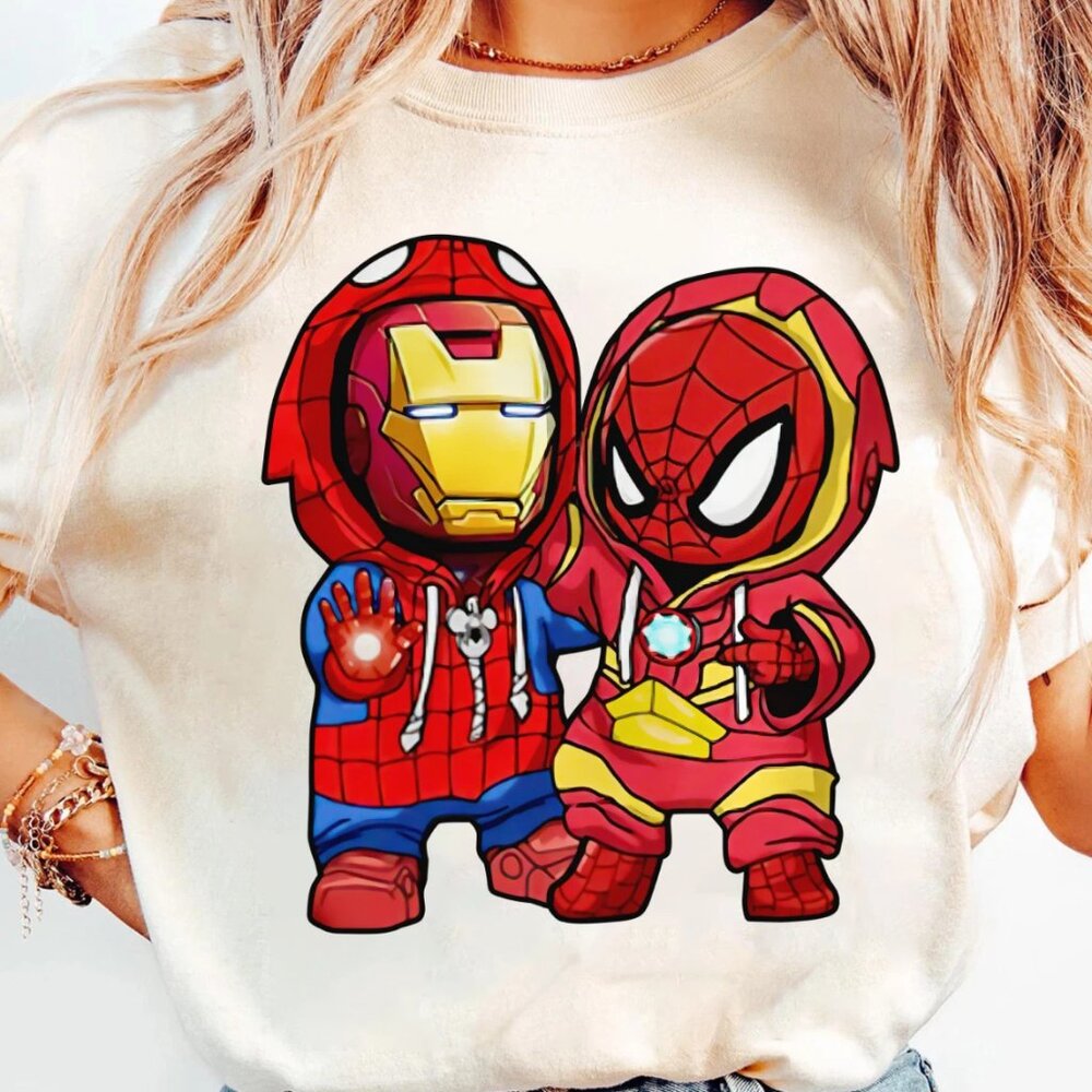 Spider-man And Iron Man Cosplay Friends Unisex T Shirt 247